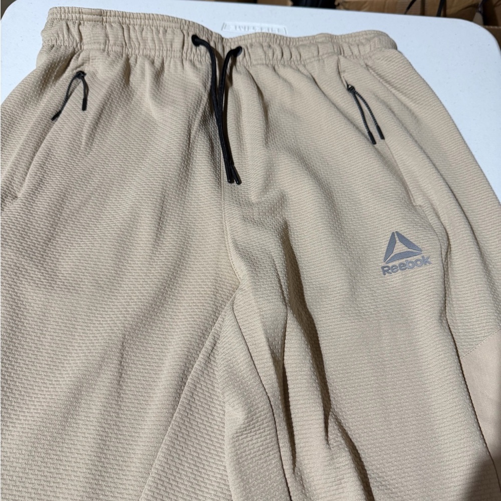 Reebok Beige Sweatpants with Black Accents